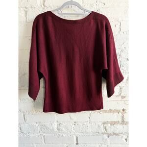 Rachel Zoe Burgundy Merino Wool Blend Dolman Batwing Knit Top Size M